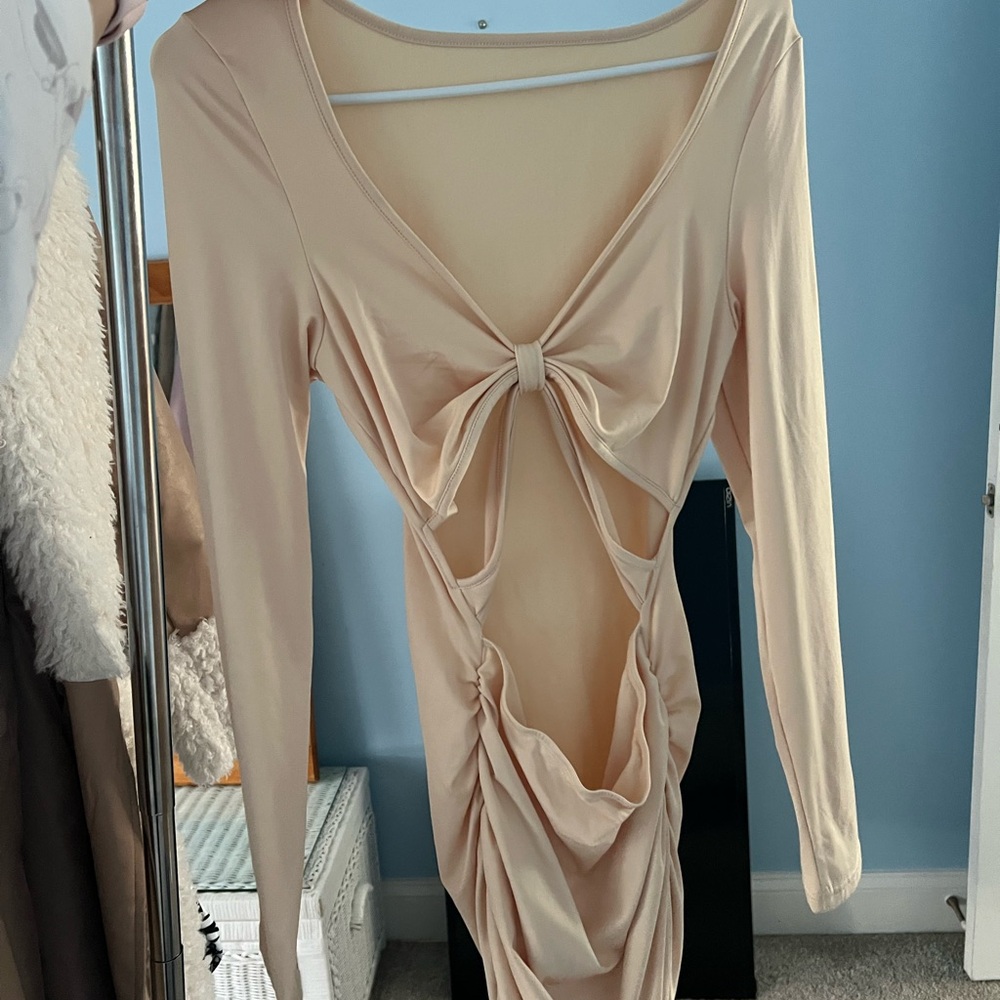 Chic Cream Cut-Out Dress